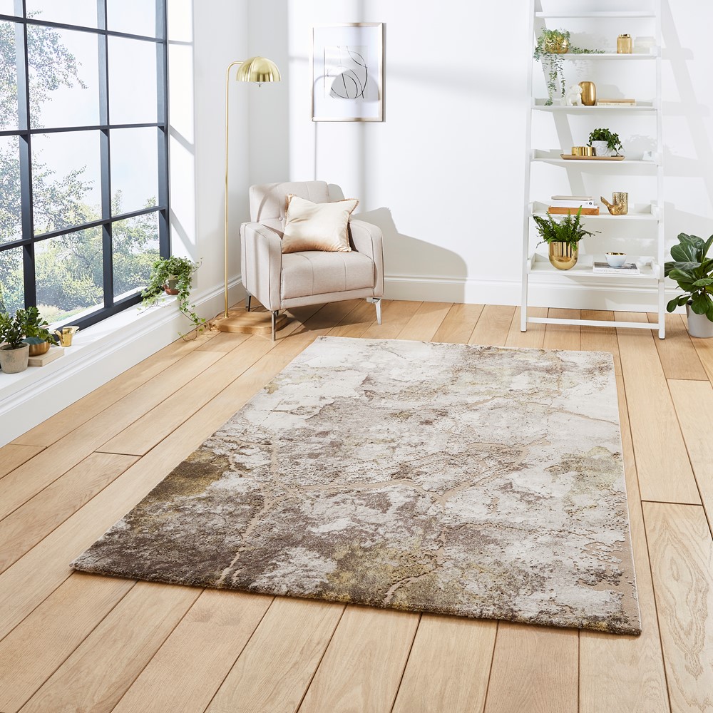 Florence 50032 Marble Modern Rugs in Beige Gold